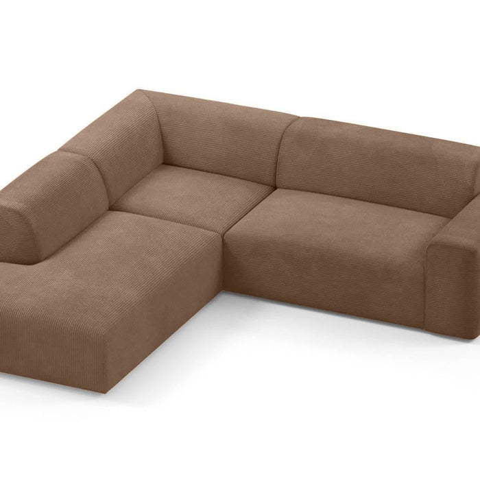 NADUVI Collection Nina Big Hoekbank Links - Ribstof - Hazelnootbruin