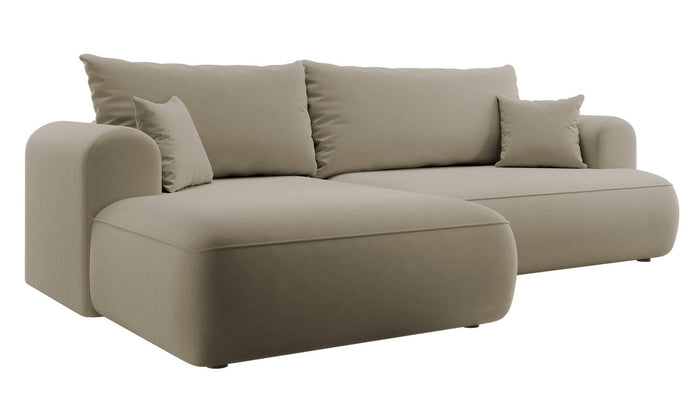 NADUVI Collection Philipa Hoekbank Links met Slaapfunctie - Velvet - Beige