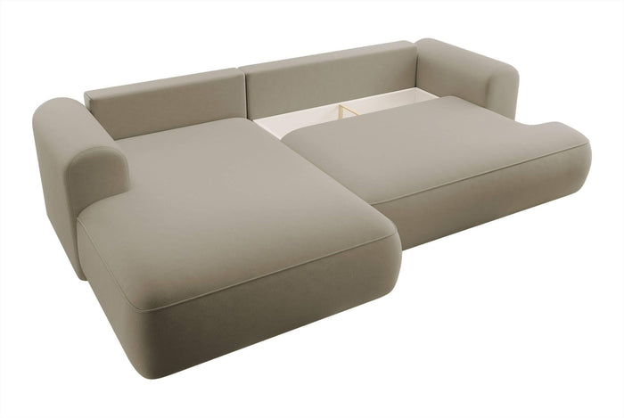 NADUVI Collection Philipa Hoekbank Links met Slaapfunctie - Velvet - Beige