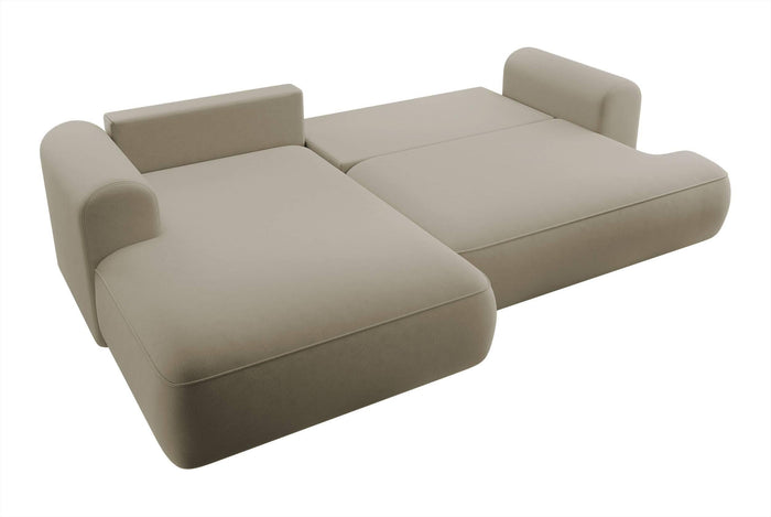 NADUVI Collection Philipa Hoekbank Links met Slaapfunctie - Velvet - Beige