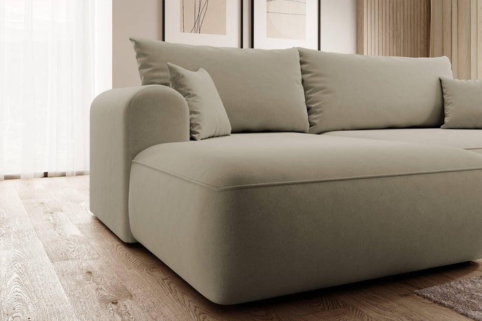 NADUVI Collection Philipa Hoekbank Links met Slaapfunctie - Velvet - Beige
