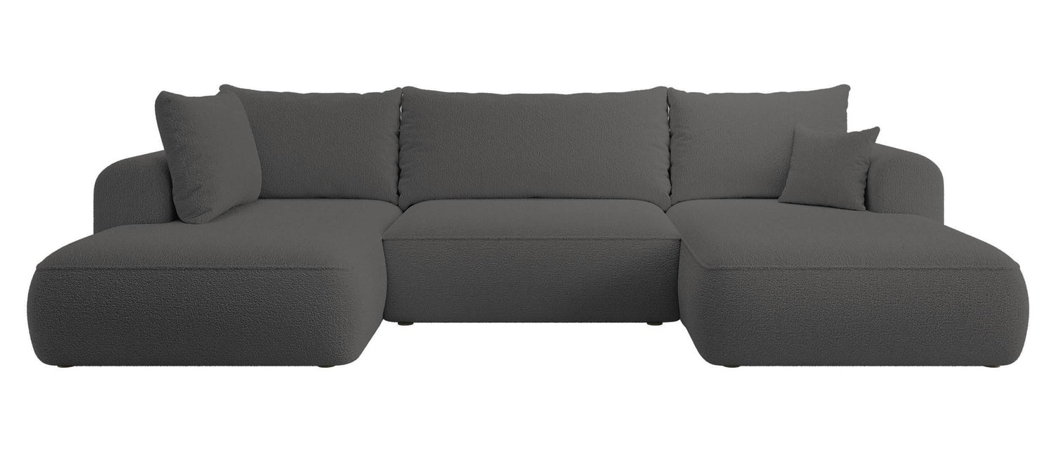 NADUVI Collection Philipa U-bank Links met Slaapfunctie - Bouclé - Antraciet