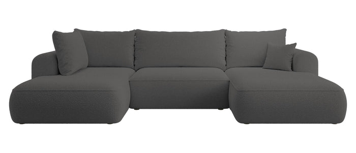 NADUVI Collection Philipa U-bank Links met Slaapfunctie - Bouclé - Antraciet
