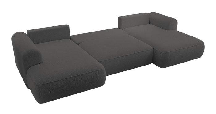 NADUVI Collection Philipa U-bank Links met Slaapfunctie - Bouclé - Antraciet
