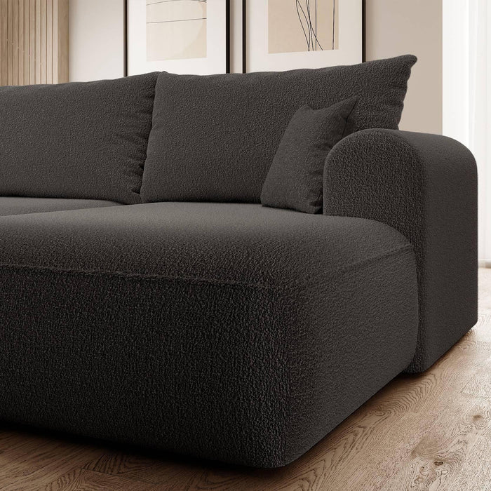 NADUVI Collection Philipa Hoekbank Rechts met Slaapfunctie - Bouclé - Antraciet