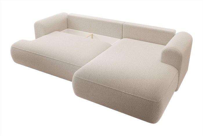NADUVI Collection Philipa Hoekbank Rechts met Slaapfunctie - Bouclé - Beige