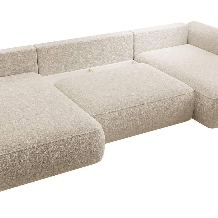 NADUVI Collection Philipa U-bank Links met Slaapfunctie - Bouclé - Beige