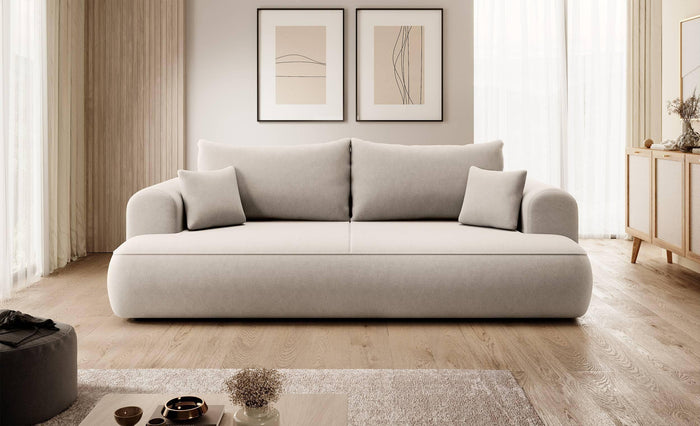 NADUVI Collection Philipa 3-zitsbank met Slaapfunctie - Velvet - Crème