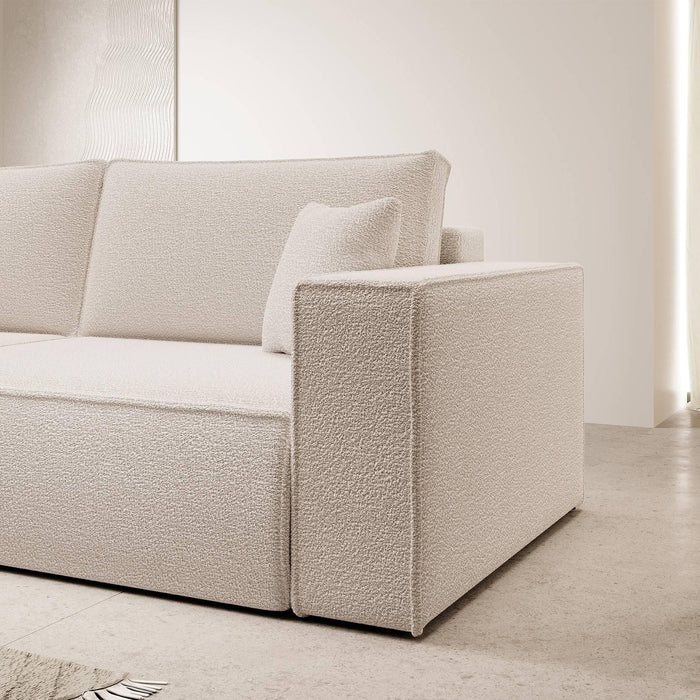 NADUVI Collection Galine 3-zitsbank met Slaapfunctie - Bouclé - Crème