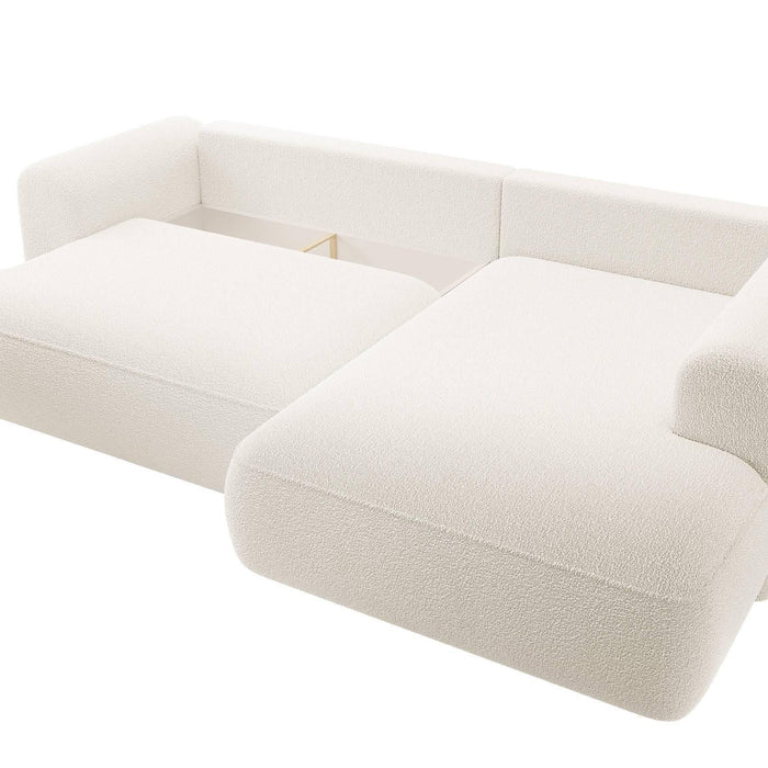 NADUVI Collection Philipa Hoekbank Big Rechts met Slaapfunctie - Bouclé - Crème