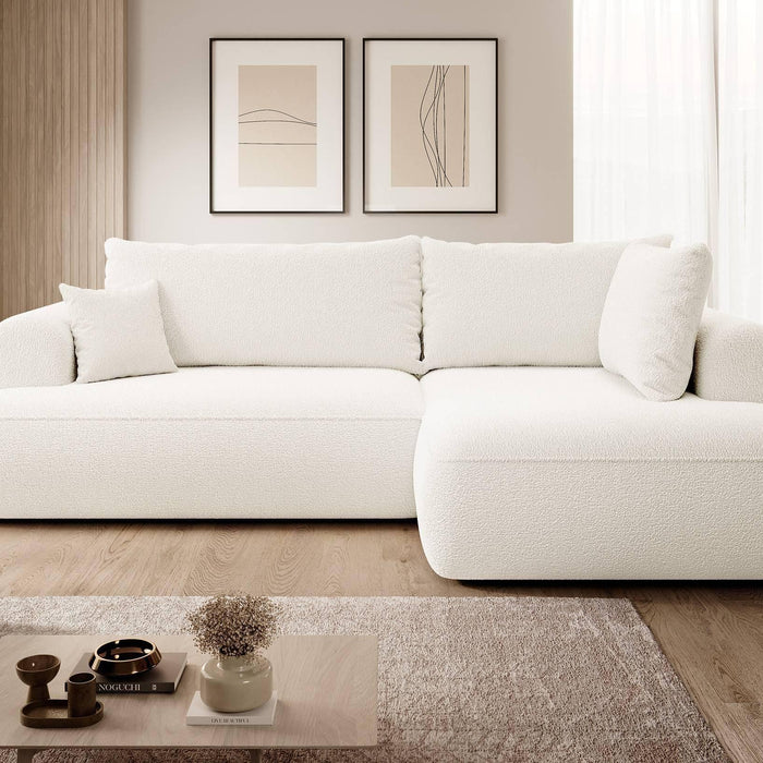 NADUVI Collection Philipa Hoekbank Big Rechts met Slaapfunctie - Bouclé - Crème