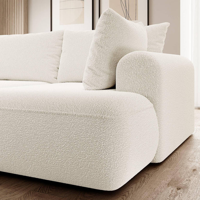 NADUVI Collection Philipa Hoekbank Big Rechts met Slaapfunctie - Bouclé - Crème