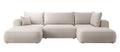 NADUVI Collection Philipa U-bank Rechts met Slaapfunctie - Velvet - Gebroken wit