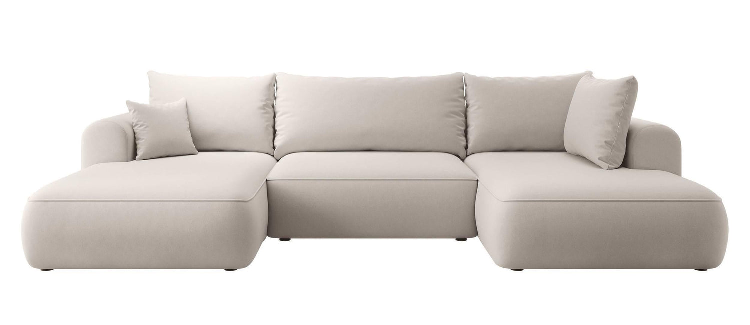 NADUVI Collection Philipa U-bank Rechts met Slaapfunctie - Velvet - Gebroken wit
