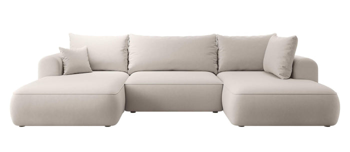 NADUVI Collection Philipa U-bank Rechts met Slaapfunctie - Velvet - Gebroken wit