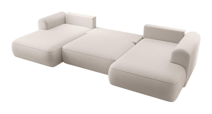 NADUVI Collection Philipa U-bank Rechts met Slaapfunctie - Velvet - Gebroken wit