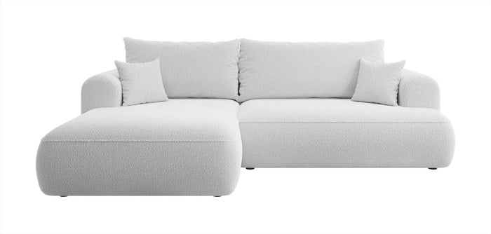 NADUVI Collection Philipa Hoekbank Links met Slaapfunctie - Bouclé - Lichtgrijs