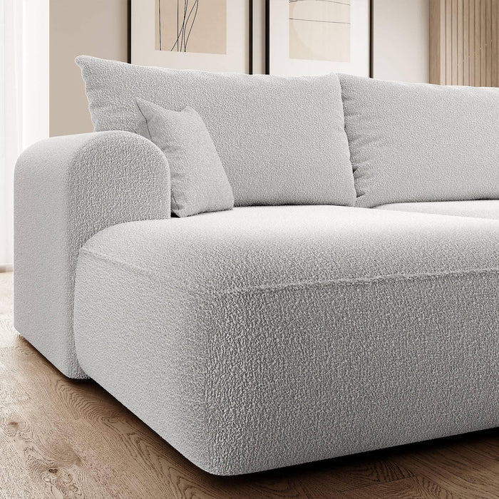 NADUVI Collection Philipa Hoekbank Links met Slaapfunctie - Bouclé - Lichtgrijs