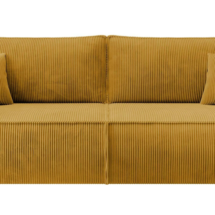 NADUVI Collection Galine 3-zitsbank met Slaapfunctie - Ribstof - Mosterdgeel