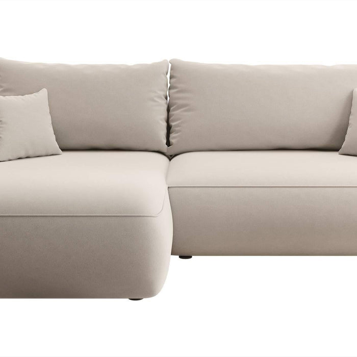NADUVI Collection Philipa Hoekbank Links met Slaapfunctie - Velvet - Crème