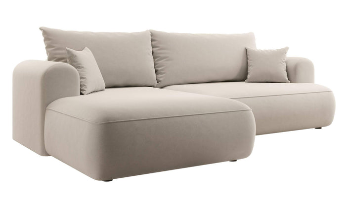NADUVI Collection Philipa Hoekbank Links met Slaapfunctie - Velvet - Crème