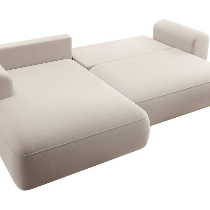 NADUVI Collection Philipa Hoekbank Links met Slaapfunctie - Velvet - Crème