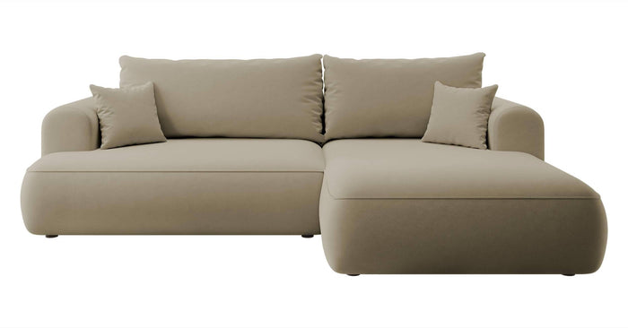 NADUVI Collection Philipa Hoekbank Rechts met Slaapfunctie - Velvet - Beige