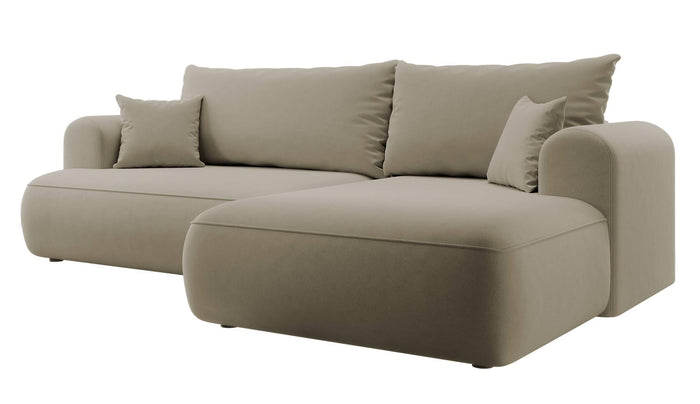 NADUVI Collection Philipa Hoekbank Rechts met Slaapfunctie - Velvet - Beige