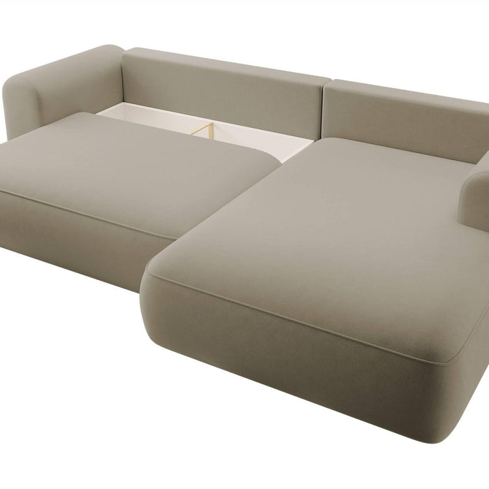 NADUVI Collection Philipa Hoekbank Rechts met Slaapfunctie - Velvet - Beige