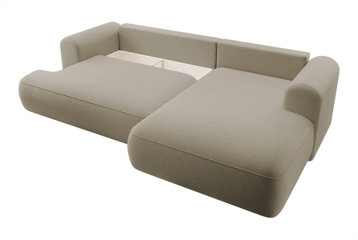 NADUVI Collection Philipa Hoekbank Rechts met Slaapfunctie - Velvet - Beige