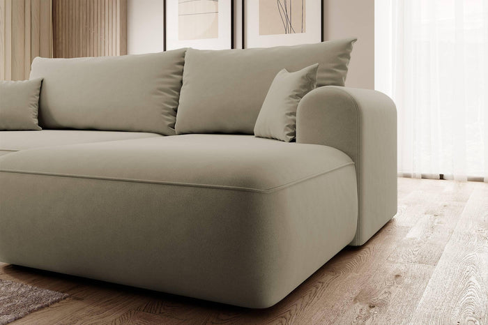 NADUVI Collection Philipa Hoekbank Rechts met Slaapfunctie - Velvet - Beige