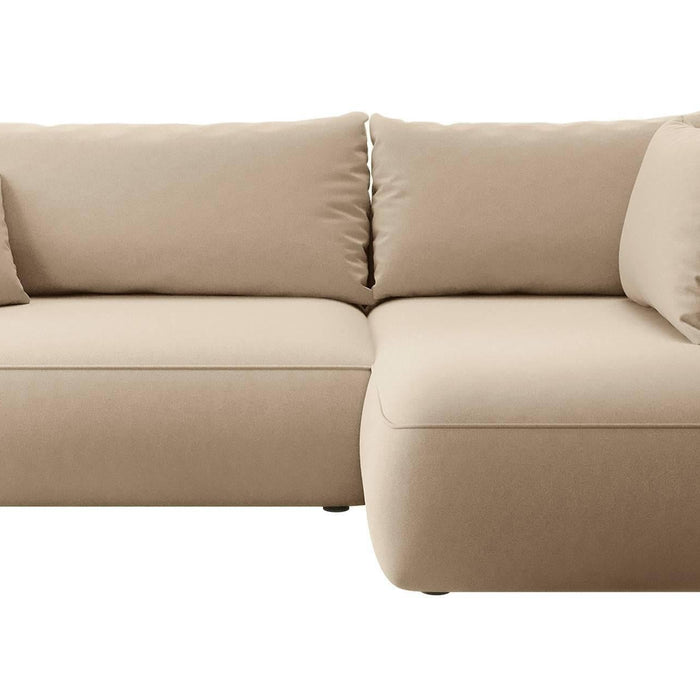 NADUVI Collection Philipa Hoekbank Big Rechts met Slaapfunctie - Velvet - Beige
