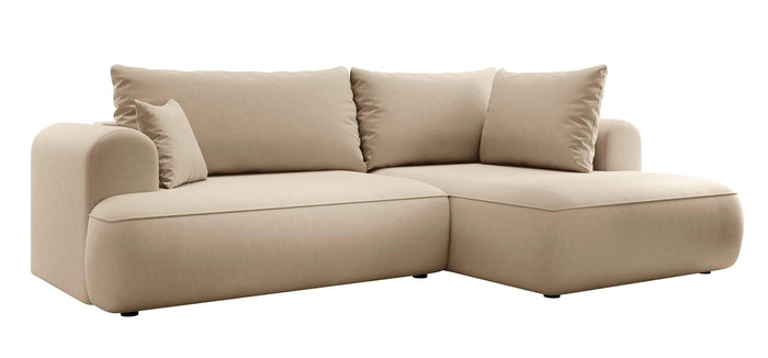 NADUVI Collection Philipa Hoekbank Big Rechts met Slaapfunctie - Velvet - Beige