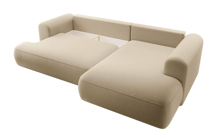 NADUVI Collection Philipa Hoekbank Big Rechts met Slaapfunctie - Velvet - Beige