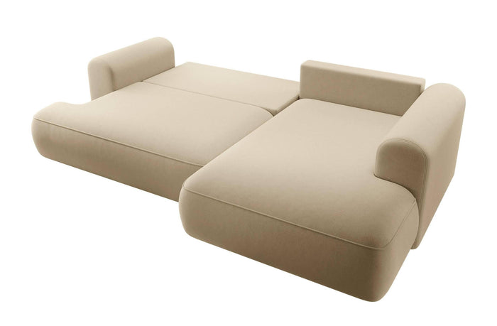 NADUVI Collection Philipa Hoekbank Big Rechts met Slaapfunctie - Velvet - Beige