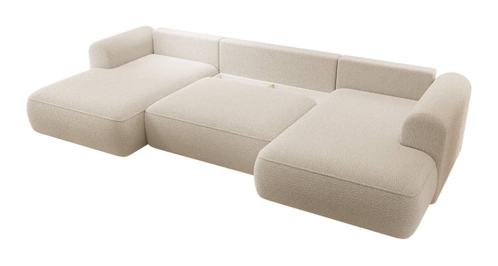 NADUVI Collection Philipa U-bank Rechts met Slaapfunctie - Bouclé - Beige