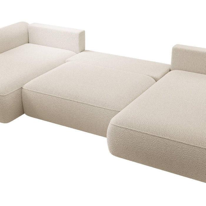 NADUVI Collection Philipa U-bank Rechts met Slaapfunctie - Bouclé - Beige