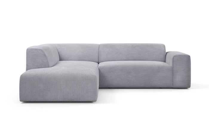 NADUVI Collection Nina Big Hoekbank Links - Ribstof - Lichtgrijs