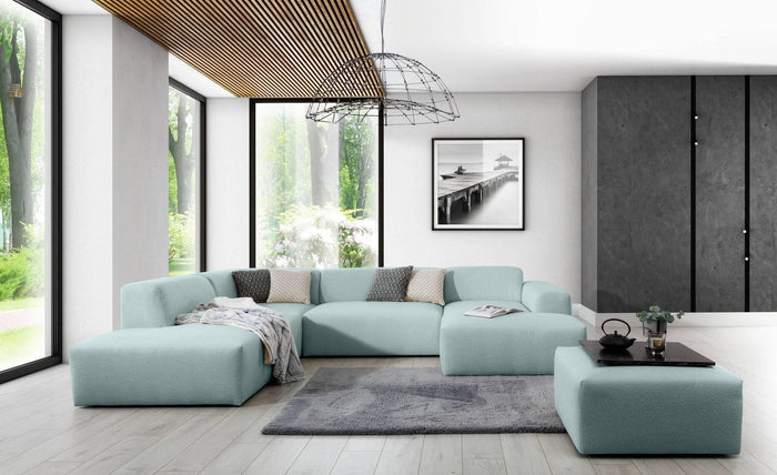 NADUVI Collection Nina U-bank Links - Ribstof - Grijsblauw