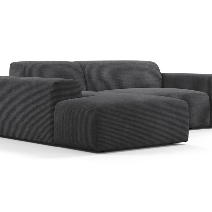 NADUVI Collection Nina Hoekbank Links - Ribstof - Antraciet