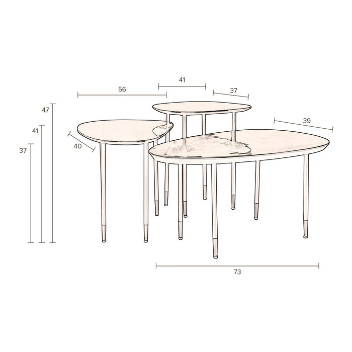 Dutchbone Phyllis Bijzettafel - Set van 3