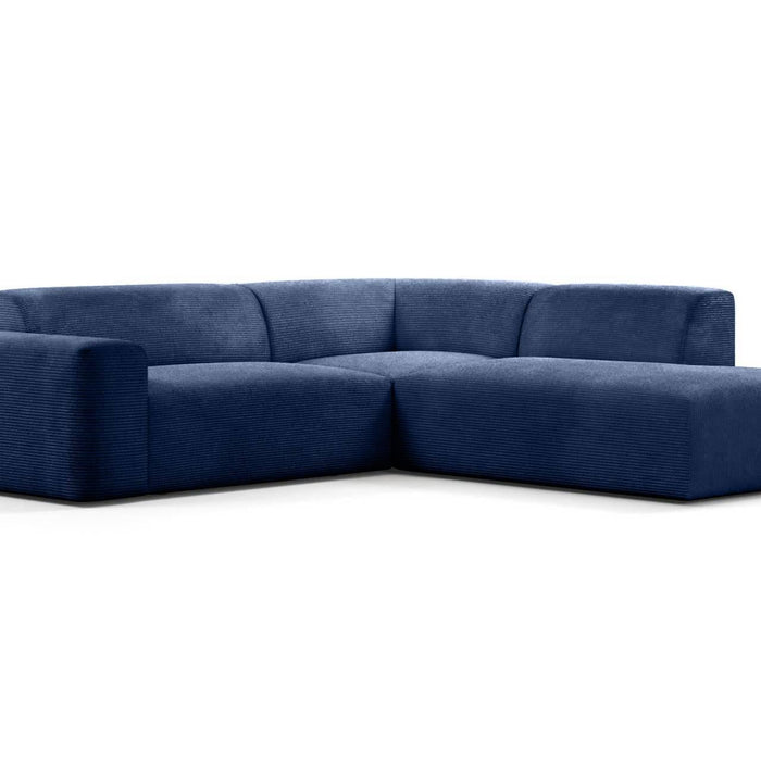 NADUVI Collection Nina Big Hoekbank Rechts - Ribstof - Donkerblauw