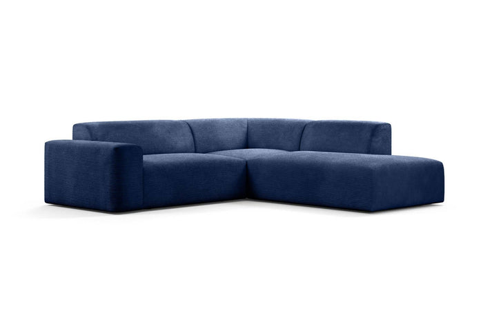 NADUVI Collection Nina Big Hoekbank Rechts - Ribstof - Donkerblauw