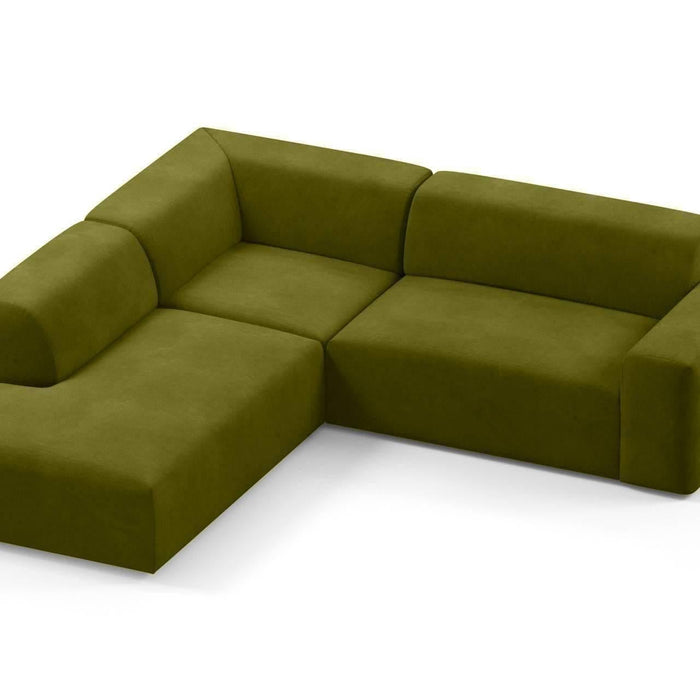 NADUVI Collection Nina Big Hoekbank Links - Velvet - Olijfgroen