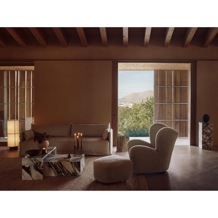 Audo Copenhagen Plinth Bridge salontafel Calacatta Viola marmer