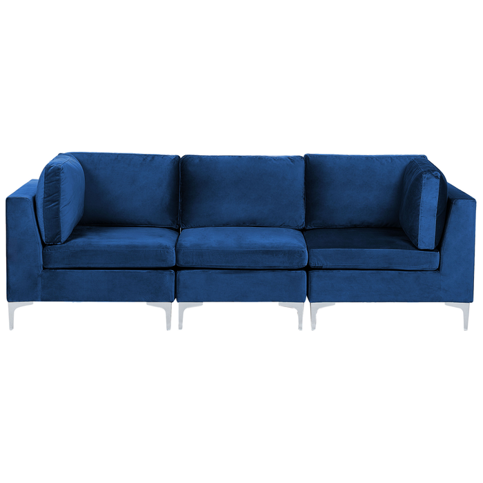 Beliani - EVJA - Hoekbank - Marineblauw - Fluweel