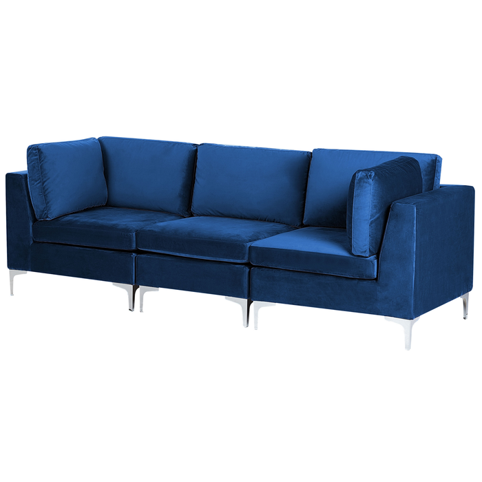 Beliani - EVJA - Hoekbank - Marineblauw - Fluweel