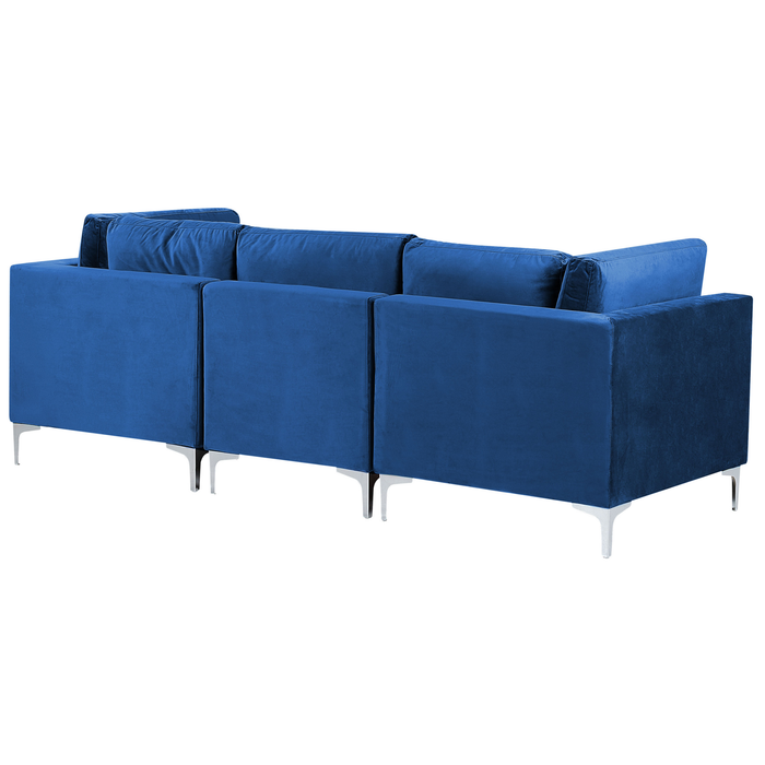 Beliani - EVJA - Hoekbank - Marineblauw - Fluweel