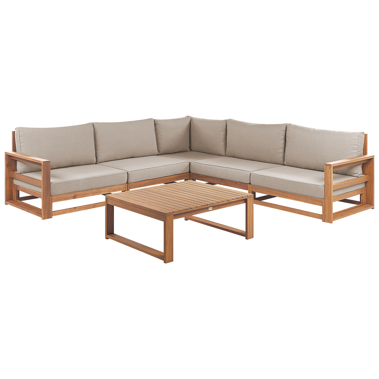 Beliani-TIMOR II-Loungeset 5-zits-Lichthout-Gecertificeerd Acaciahout