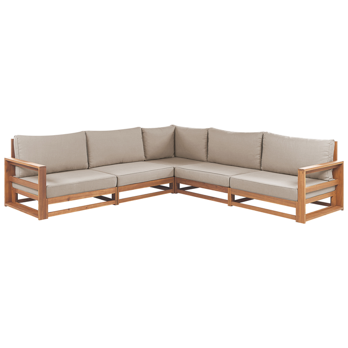 Beliani-TIMOR II-Loungeset 5-zits-Lichthout-Gecertificeerd Acaciahout